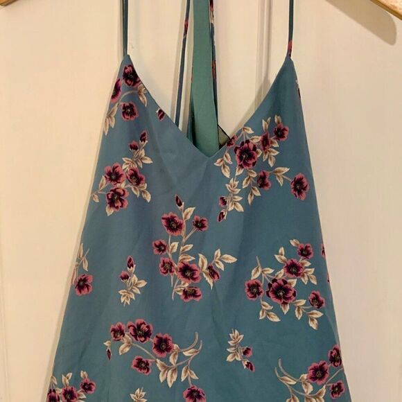 4SI3NNA Blue Pink Floral Racerback V Neck Sleeveless Cami Top Small - Picture 4 of 11